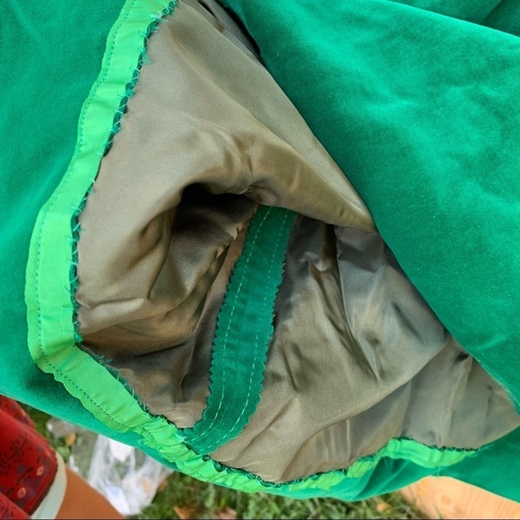 Vintage Handmade Sage & Dark Green Taffeta Velvet Holiday Cottagecore Dress - Picture 4 of 6